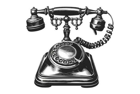 A Vintage Phone with a Cord Hanging Down