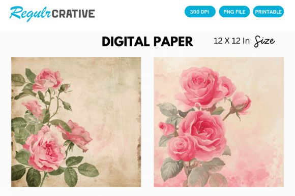 Bringing Timeless Elegance to Your Digital Craft Projects with Vintage Watercolor Roses
