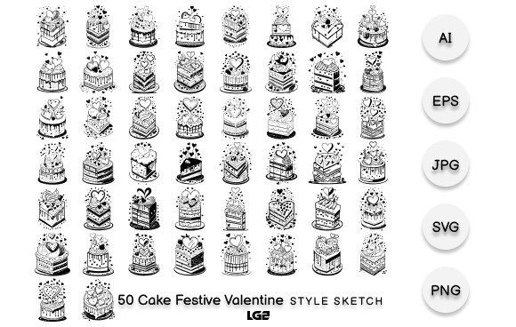 Cake Festive Valentine Element Black