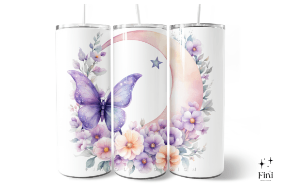 Celestial Butterfly Flower Tumbler Wrap: A Design Asset Review