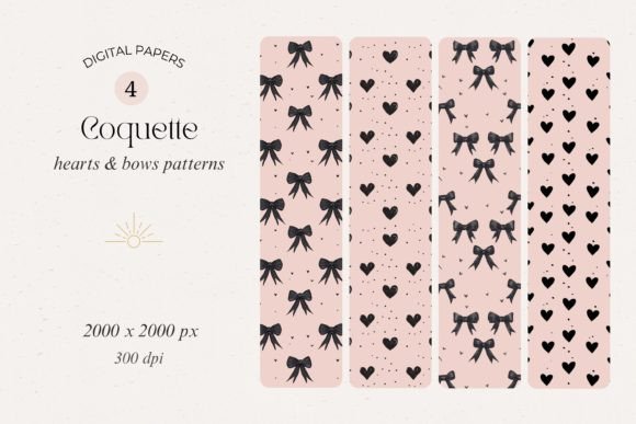 Coquette Bows and Hearts Digital Pattern