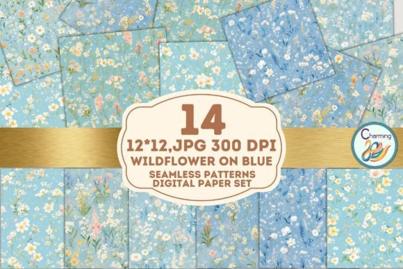 Digital Papers Set Wildflower on Blue: A Versatile Resource for Creative Projects