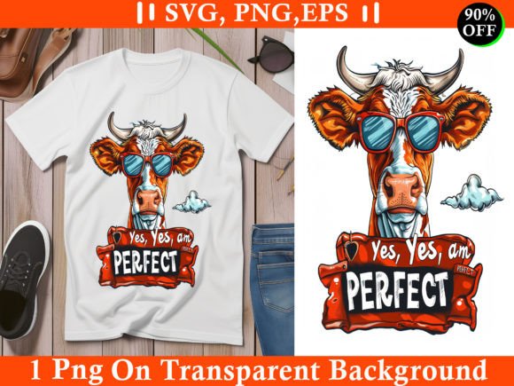 I Am Perfect, Funny Cow: Whimsical Illustration for Creative Projects