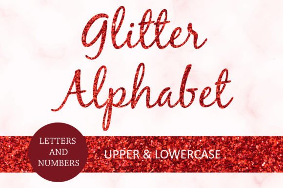 Red Glitter Alphabet Letters Numbers