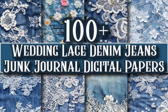 The Art of Fusion: Mastering the Shabby Chic Wedding Lace Denim Jeans Junk Journal Aesthetic