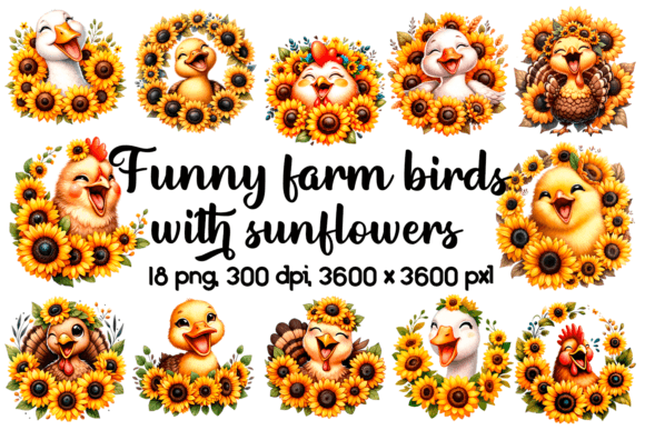 The Strategic Value of Funny Farm Birds with Sunflowers Clipart in Contemporary Digital and Physical Design