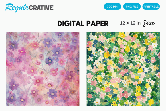 Vintage Watercolor Ditsy Spring Paper